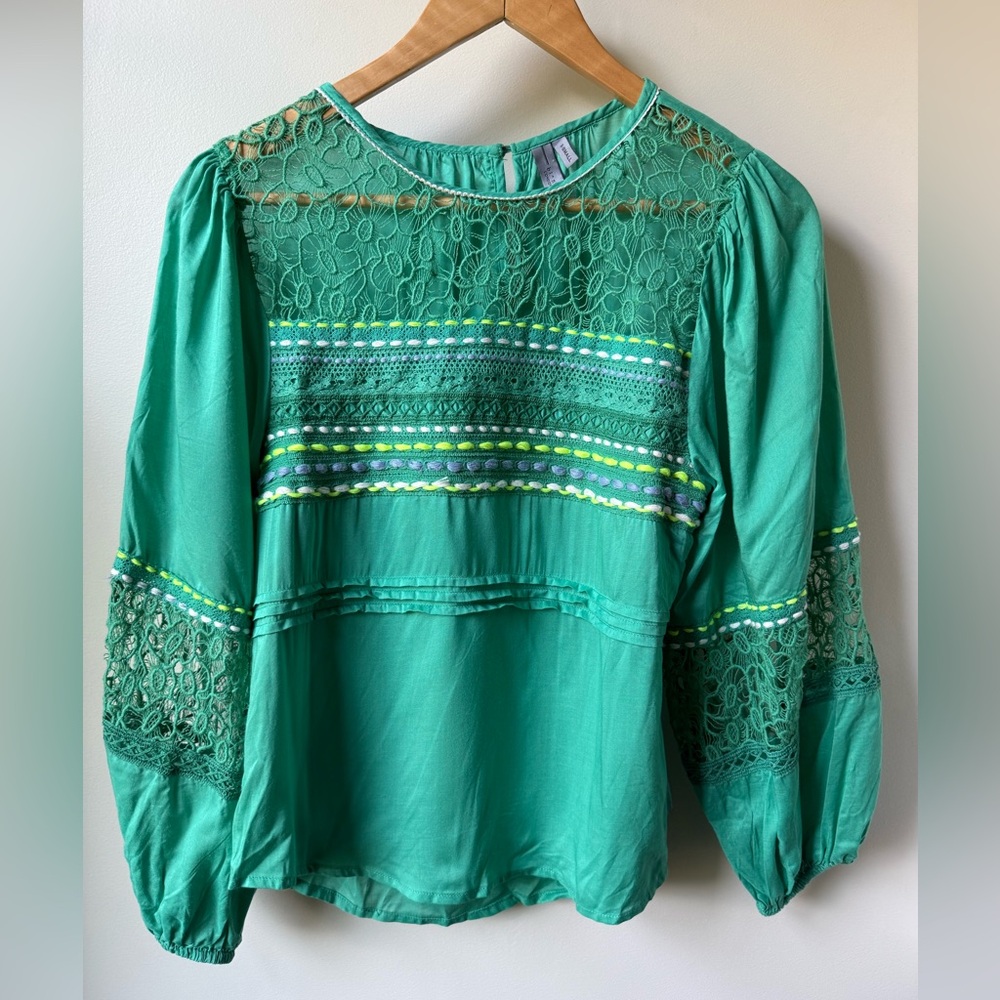BL^NK LONDON Anthropologie Sunshine Peasant Blouse Cottagecore Floral Boho XS
